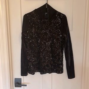 Simply Vera Wang Velvet Sequin Mock Turtleneck